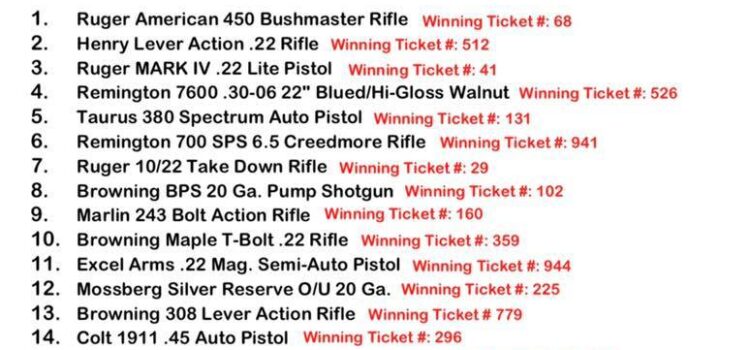 Gun Raffle Winners Announced