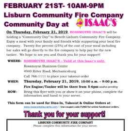 Support LCFC at Isaac’s on February 21