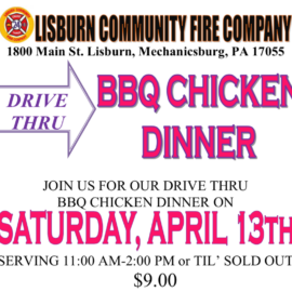Drive to Lisburn for a BBQ Chicken Dinner April 13