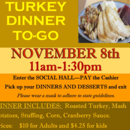 Turkey dinner to go on tap for Nov. 8