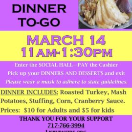 “To go” turkey dinner set for March 14