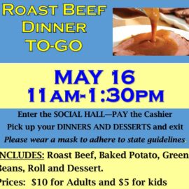 Roast beef to-go dinner set for May 16