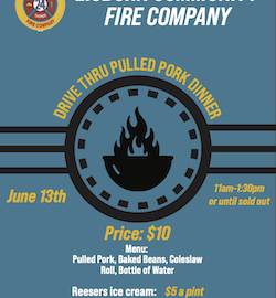 Pulled pork drive-thru dinner set for June 13